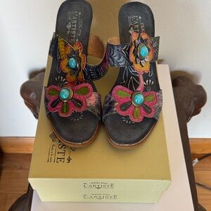 Spring Step L’Artiste Floral Embellished Heeled Sandals – Size 41 🌸